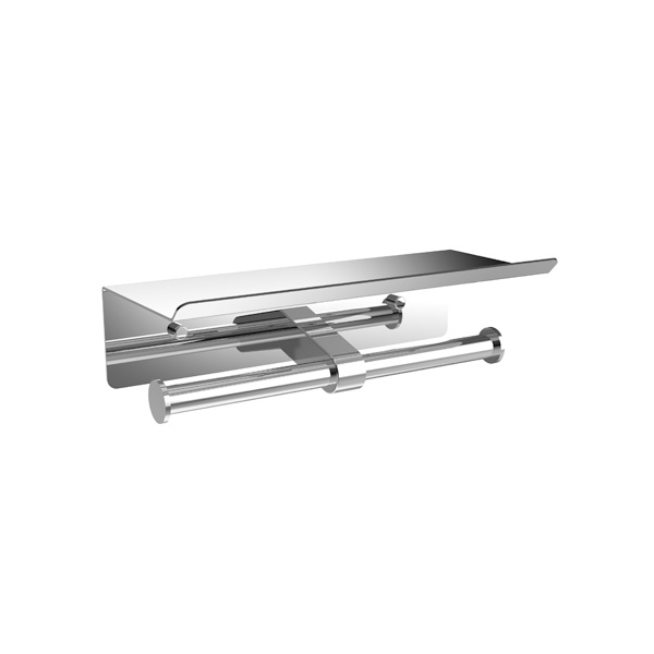 Suporte duplo de papel higiênico V12 com prateleira